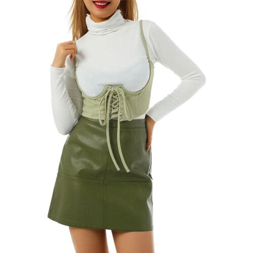 2021 New Women Waist Trainer Corset Rhinestones Removable Straps Zipper Crop Tops with Chest Support for Girls Party Wear Black