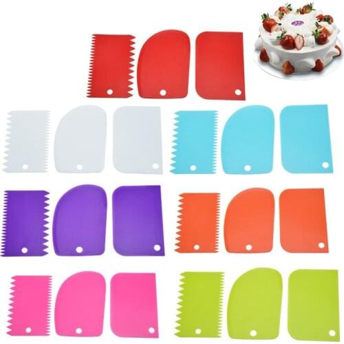 New 3PCS/Lot Dough Cake Cutter Slicer Spatula for Cake Cream Scraper Pasty Cutters Scraper Irregular Teeth Edge DIY Smoother