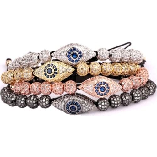 New Chassic Luxury Cubic Zirconia Eye Charm Bracelet Women Men Bracelet Bangle