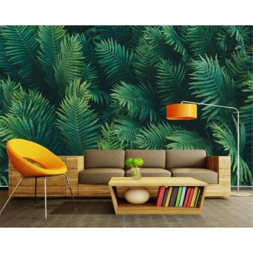 Beibehang Custom wallpaper Modern style tropical plants hand-painted rainforest mural TV background wall mural 3d wallpaper
