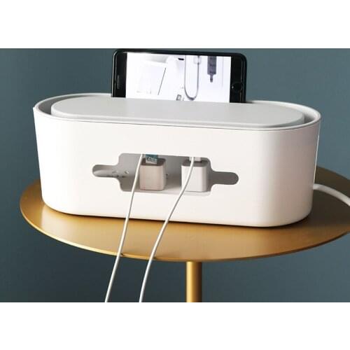 Large Power Socket Wire Arrangement Box Desktop Computer Cable Management Boxes Power Strip Wire Storage Organizer