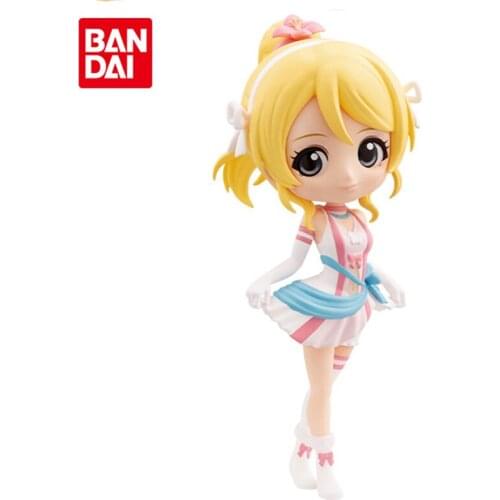 Bandai Genuine Qposket Petit LoveLive! School Idol Project Ellie Anime Action Figures Collectible Model Ornaments Toys for Kids