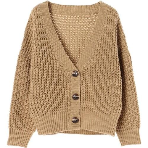 Autumn Winter New Long Sleeve Large Size Loose Cardigan Sweater Sweater Coat V-Neck Solid Colors Are Versatile Fashionable