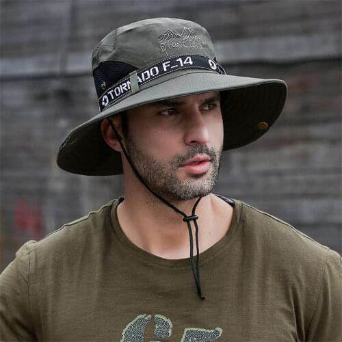Summer Boonie Bucket Hats For Men Fisherman Hats With Wide Brim Fishing Hiking Hunting Sun-proof Breathable Mesh Cowboy Hat