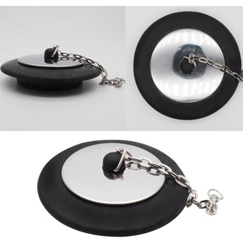 Rubber Choke Bathtub Drain Stopper With Chain Bath Plug Drain Tub Stopper For Home And Hotel Bathroom Bathtub Stainless Steel