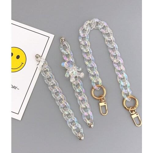 Transparent Color Ab Little Bear Acrylic Chain For Diy Making Key Chain Phone Case Decoration Acrylic Link Jewelry Hanging Decor