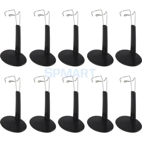 10Pcs C Type Adjustable Doll Making Stand Metal Bear Display Holder Plastic Base Black 15-18cm for Dolls or Teddy Bear