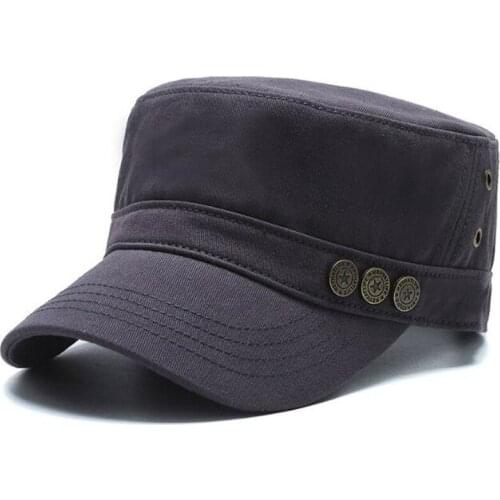 Adjustable Size Mens Flat Cap Cotton Military Hat Casquette Snapback Cap Personality Casual Sports Caps Navy Hat Bone Dads Cap