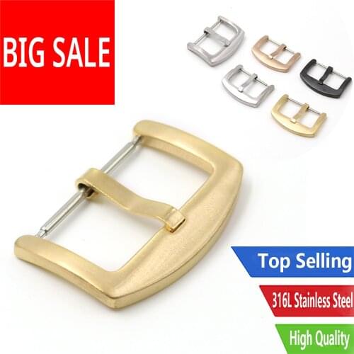 CARLYWET 18 20 22 24mm New Men Women 316L Stainless Steel Brushed Matt 3mm Tang Tongue Pin Buckle For Rolex Omega Watch Strap