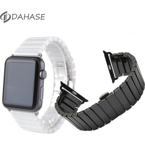 Black White Ceramic Wrist Strap for Apple Watch Band 38 40 42 44mm Butterfly Buckle Bracelet iWatch Series 5 4 3 2 1 Watchband