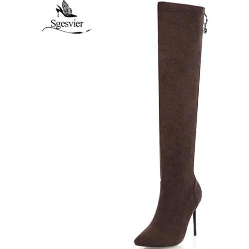 Sgesvier new style women boots shoes over the knee boots thigh high autumn fashion pointed toe shoes high heels long boots OX843