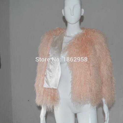 SJ514-01 Australia Brand Short Design Mongolia Sheep Long Hair Women Coat 2019 Winter