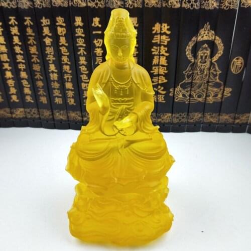 Guanyin Bodhisattva Statues Ornaments Temple Temples Enshrines Buddhist Supplies Imitation Glazed Buddha Living Room Decoration