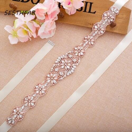 Daimond Wedding Belt Crystal Flower Bridal Sash Rhinestones Wedding Sash For Bridal Bridesmaid DressesJ131RG