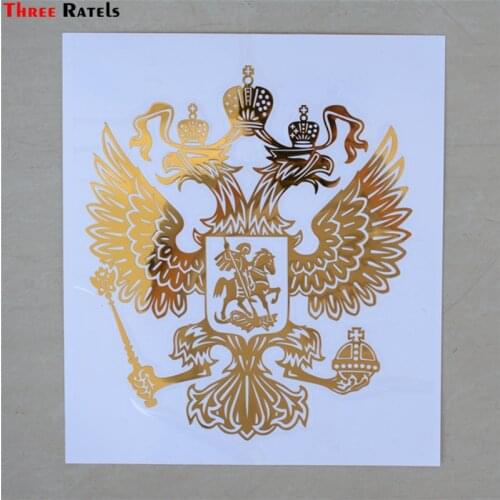 Three Ratels MT-001XB# 18x20.8cm Coat Of Arms Of Russia Big Size Nickel Metal Golden Car Decals Russian Federation Car Stickers