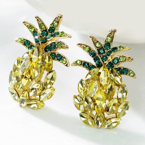 Girls Trendy Shiny Pineapple Studs Earrings Ear Studs Piercing Earrings