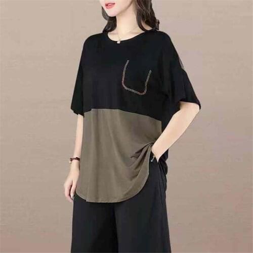 2021 Summer Suit Women Plus Size t-shirt Tops and Pants Set loose Tracksuit 2 Piece Set Clothing Big Size Ladies Outfits L-5XL