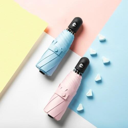 ZUODU Lady Mini Pocket Umbrella Automatic Sun Protection UV 5 Folding Parasol Small Portable Black Coating Sun Umbrella Raingear