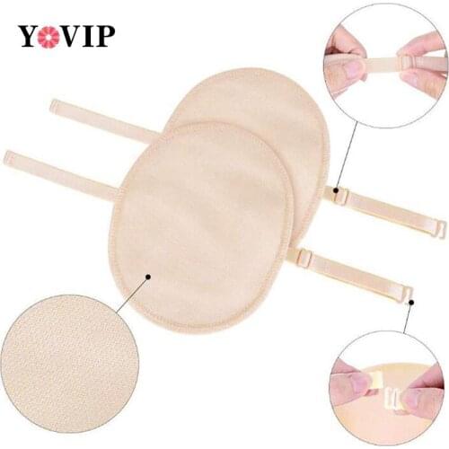 1Pair Skin Color Reusable Washable Underarm Sweat Shield Pad washable Armpit Sweat Absorbing Guards Shoulder Strap