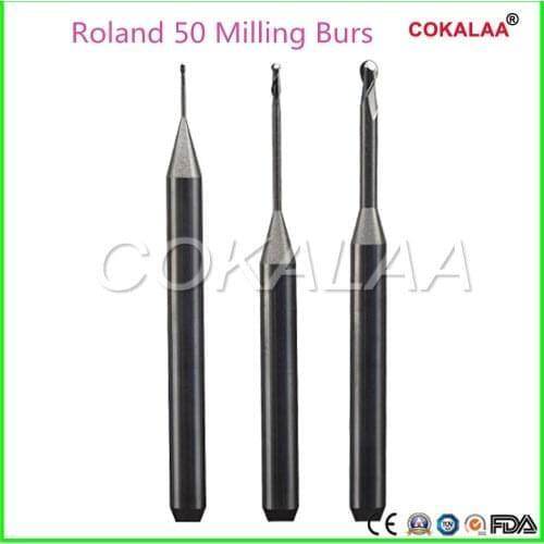 2 PCS/pack Dental Lab Zirconia Roland 50 Carbide Milling Burs Machine 0.6/1.0/2.0mm Length 50mm DLC Use For Zirconia PMMA Block