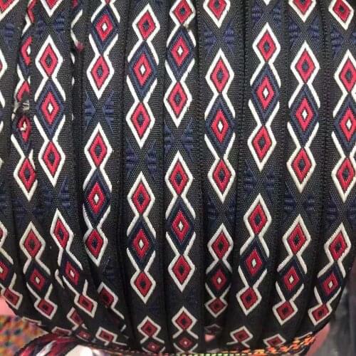20yards/lots wide 1.4 cm Woven Jacquard Ribbon Trims black navy geometric pattern for curtain and clothing accessory LS-2704