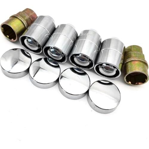 4pcs M12x1.5 Car Wheel Lock Lug Nuts & Dustproof Cover Anti-theft Kit 2pcs Keys