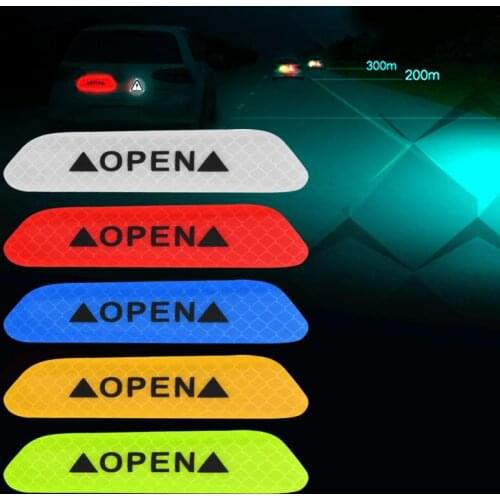 4Pcs Car Door Reflective Warning Decal Safety Strip Stickers Sign Self-adhesive