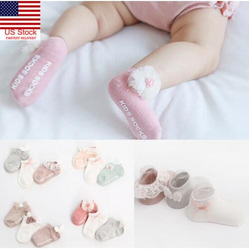 4 Styles 3Pair/Set Toddler Girl Socks Cute Baby Kids Breathable Soft Cotton Children Lace Bow