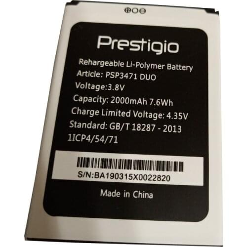 For Prestigio PSP3471 DUO Battery PSP 3471 Wize Q3 Battery New 2000 mAh Mobile Phone Replacement