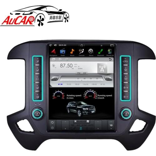 AuCAR Tesla Style 12.1" Android 9 car multimedia For GMC Sierra Chevrolet Silverado Radio GPS Navigation Vertical IPS AUX