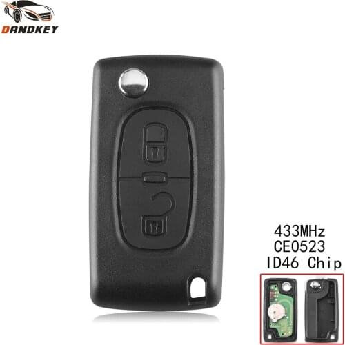 Dandkey Flip Folding Car Auto Remote Key With ID46 Chip Fit For Peugeot 207 208 307 308 407 408 807 2 Buttons VA2 Blade CE0523