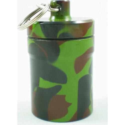 Free shipping 1pcs camouflage Aluminium Pill box case Cache Container Geocache Geocaching Key rings keychain holder vial 009