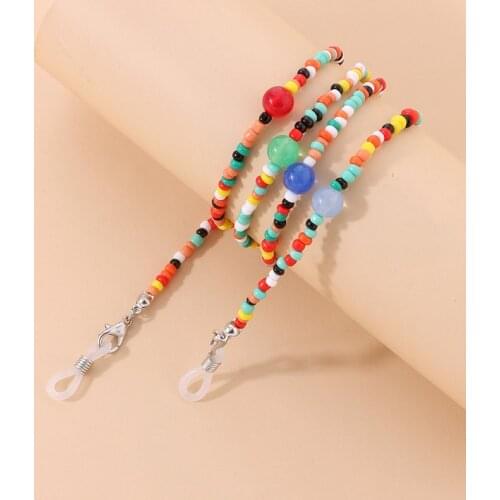 Bohemian Colored Mask Strap Beaded Glasses Chains Women Face Mask Lanyard Anti Slip Womens Neck Chain For Eyeglass Sunglasses