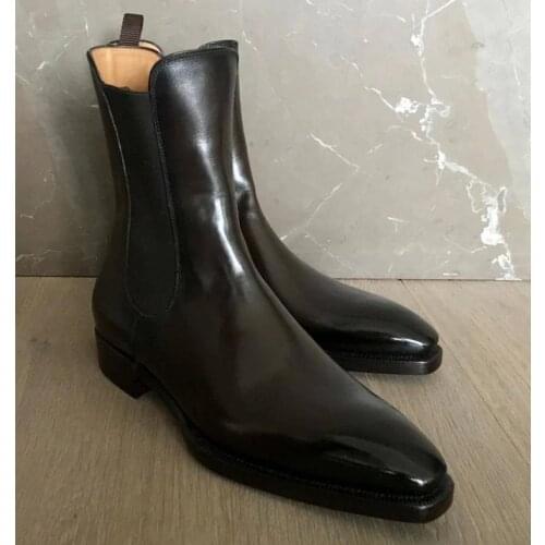 New Arrvials High Quality Pu Leather British Style Slip-on Chelsea Boots for Men Fashion Male Dress Casual Botas De Hombre AQ170