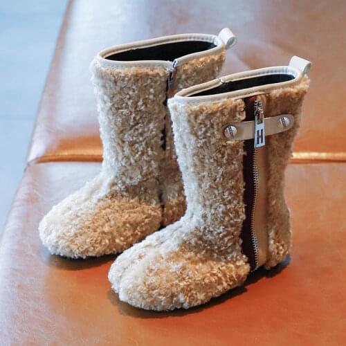 Girls Boots 2020 Autumn Winter Mid-Calf Girls Boots Suede Rubber Soft Non-slip Platform Boots Shoes For Girl Kids Size 26-36