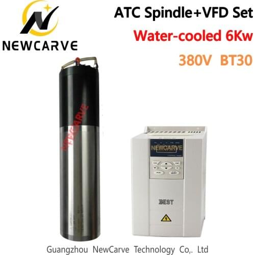 6KW Water Cooled ATC Spindle ISO30 With Fuling BEST 7.5KW VFD Frequency Inverter Set For Engraving Machine NEWCARVE