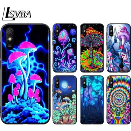 Weird Trippy Mushroom for Xiaomi Redmi 10X Pro 9C 9A 9T 9 GO K40 K30 Ultra K20 8 7 S2 6 5 4X Pro Soft Black Phone Case