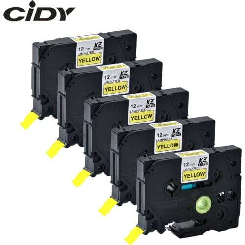 CIDY 12mm Black on Yellow Compatible For Brother P touch TZe631 TZe 631 TZ 631 TZ631 TZ-631 TZe-631 Laminated Tze Label Tape