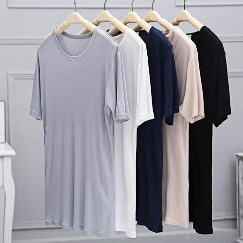 Birdsky, 1PC summer Men short sleeve mulberry silk Tees home tops T shirt, round neck simple cultural, 7 solid colors. OM-06