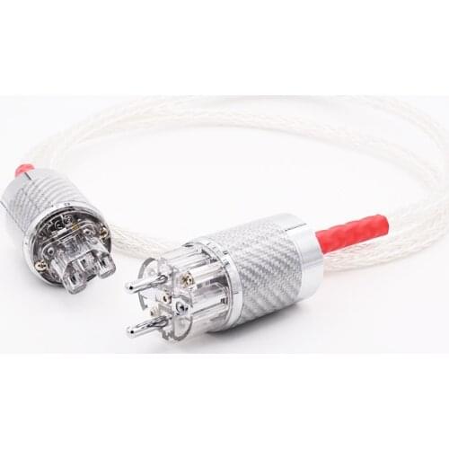 Hi End 8ag 8core Twist Silver plated OCC Power Cable Carbon Fiber EU Power cable