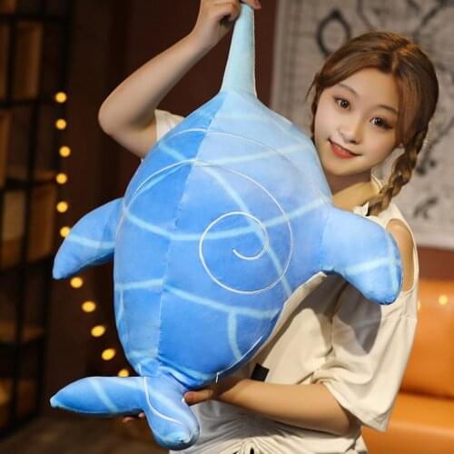 Game Genshin Impact Cute Whale Fish Anime Q Version Plush Stuffed Dolls Sleep Throw Pillow Cartoon Cushion Toy Mascot Cosplay