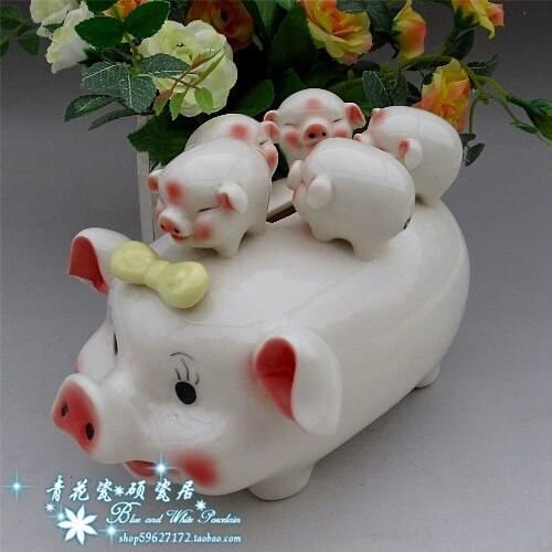 Blessing pig ceramic piggy bank piggy bank small decoration