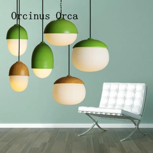 Postmodern Creative Pineal Chandelier Living Room Cafe with Simple Personality LED Colored Nut Glass Chandelier