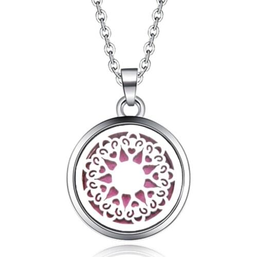 Stainless Steel Smiley pattern Aroma Pendant Necklace Magnetic Aromatherapy Essential Oil Diffuser Box Locket Pendant Jewelry