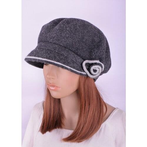 M562 Dark Gray Fashion Grace Floral Womens Gatsby Style Winter Wool Beret Hat Newsboy Bucket Dress Church Cap