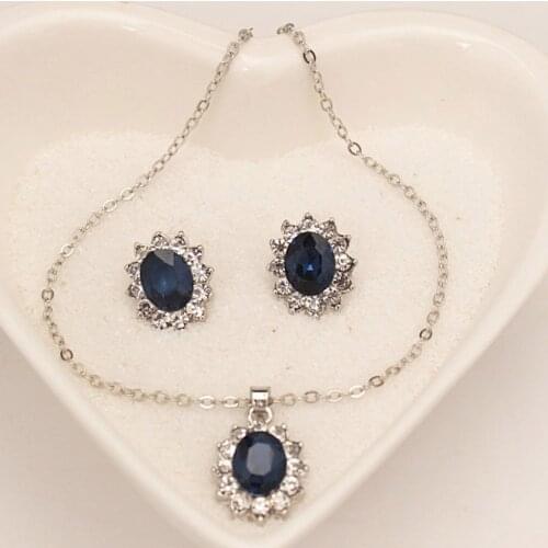 Cute Magic Earrings / Pendant Necklace Best Blue Crystal Funny Jewelry Set Novelty