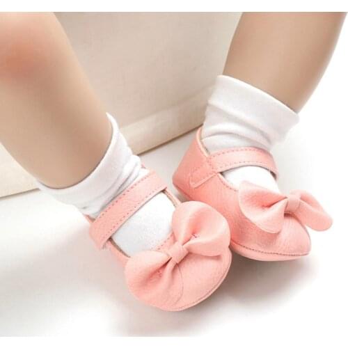 Fashion Baby Girls Bow Anti-Slip Toddler Soft Soled Princess Walking Shoes