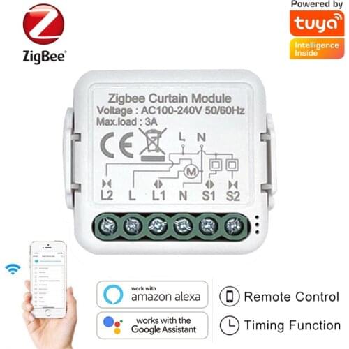 Tuya Smart Life Zigbee Curtain Switch Module Remote Control Blinds Roller Shutter App Timer Google Home Aelxa Echo Smart Home