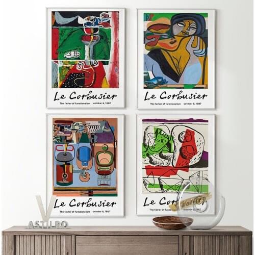 Le Corbusier Abstract Pattern Wall Art Canvas Prints Retro Poster Modern High Quality Bedroom Home Decor Painting Wall Stickers