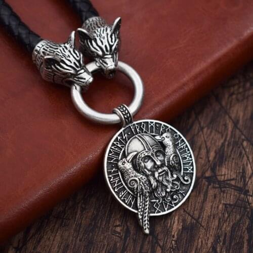 Norse Odin Viking Pendant Norse Raven Wolf Thor Hammer Viking Mjolnir Symbol Scandinavian With Raven Necklace Jewelry 9 styles